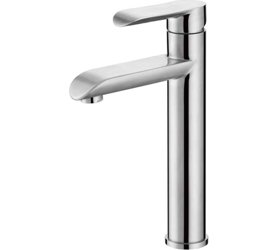 Изображение товара Смеситель для умывальника MELANA Paola hi-tech нерж.сталь, однорычажный, сатин, литой излив f 610602