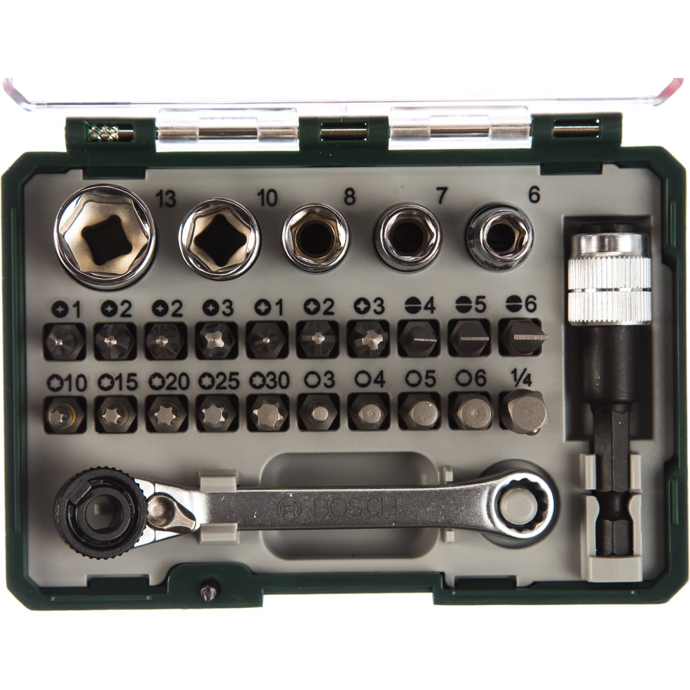 Изображение товара Набор бит Bosch 2607017160 с ключом-трещоткой - 27 предметов