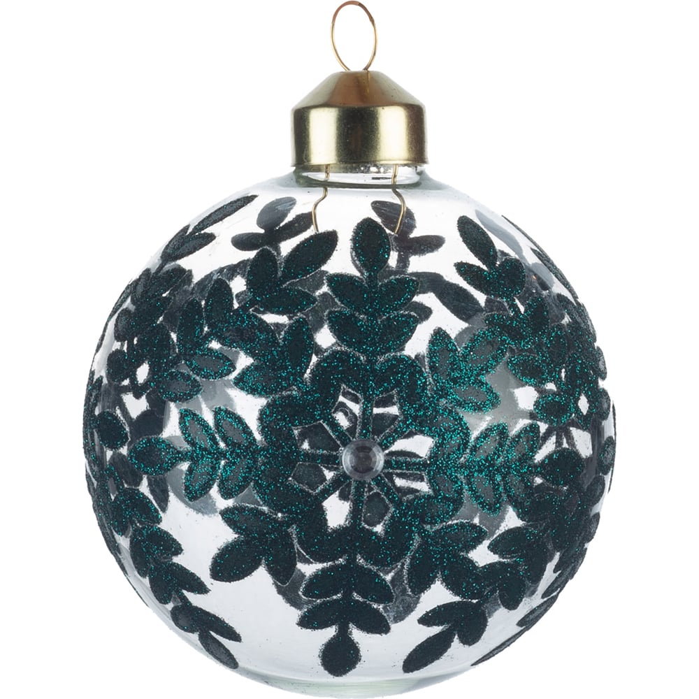 Изображение товара Прозрачные новогодние шары Karlsbach с синей снежинкой, 8 см, набор 6 шт