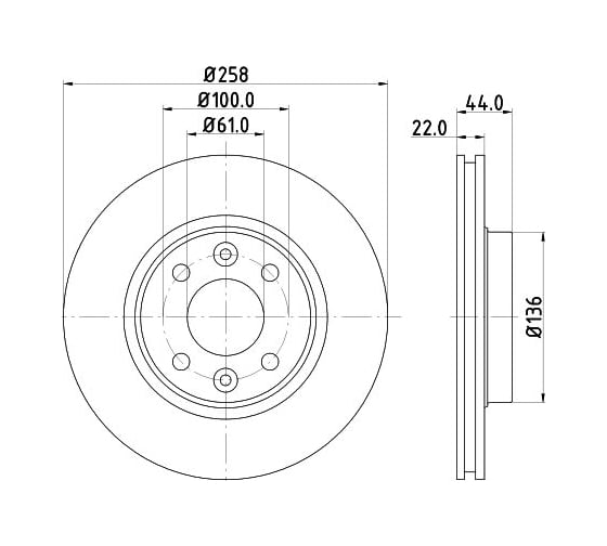Изображение товара Диск тормозной для автомобилей Renault Logan II / Sandero II / Clio IV передний d=258 TRIALLI DF 095116