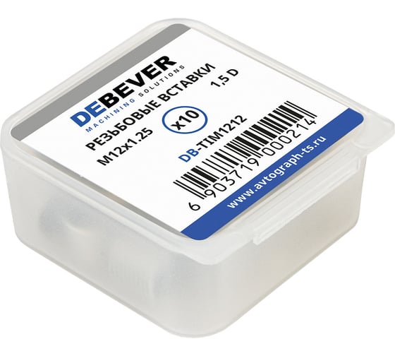 Изображение товара Резьбовые вставки DeBever M12x1.25, 1.5D, 10 предметов DB-TIM1212