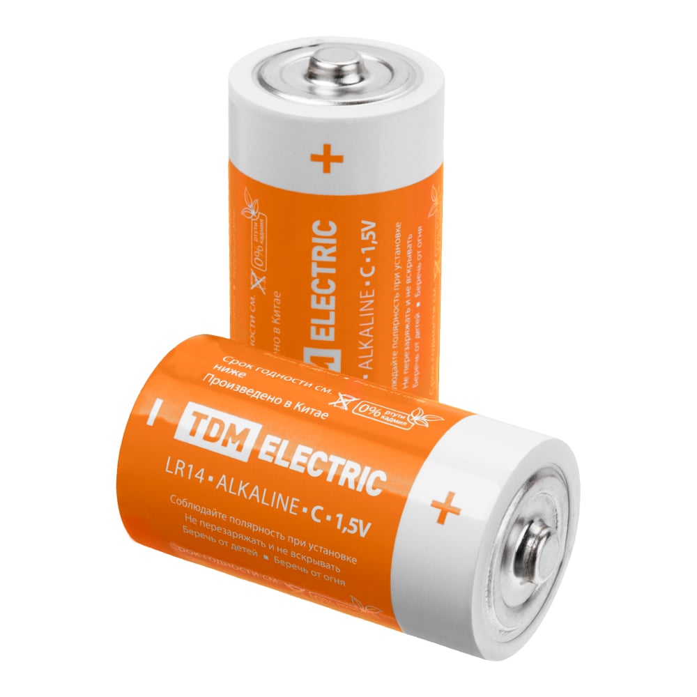 Батарейка LR14 C TDM ELECTRIC Alkaline 1,5V BP-2 (упаковка 2 штуки) SQ1702-0011