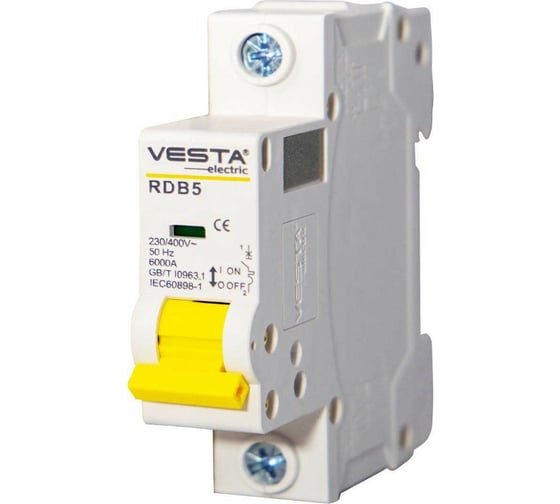 Изображение товара Автоматический выключатель Vesta Electric avt. vesta 1p-50a rdb5 6ka, HLAV000113