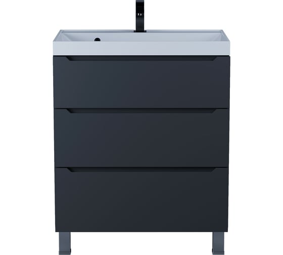 Изображение товара Тумба под раковину для ванной uperwood комнаты Tanos напольная 60 см, черная, 3 ящика 291020332