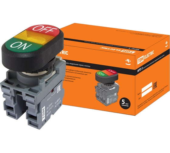 Изображение товара Двойная кнопка TDM ELECTRIC MPD3-11Y LED SQ0747-0052