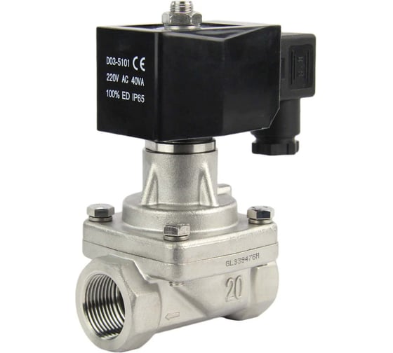 Изображение товара Электромагнитный клапан DN.ru VS2W-701P-Z-NC Ду20 Ру10 сталь 220В AC D130-01189
