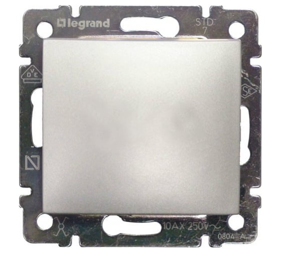 Изображение товара Выключатель Legrand одноклавишный Legrand Valena 10А 250В схема 1 безвинтовые зажимы алюминий 694336