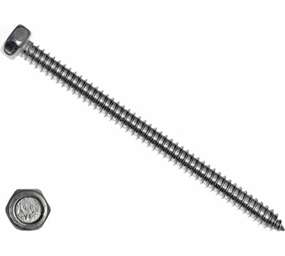 Изображение товара Саморез с шестигранной головой КРЕП-КОМП DIN 7976, нержавейка А2, 6,3х90, 200 шт. шшн6390