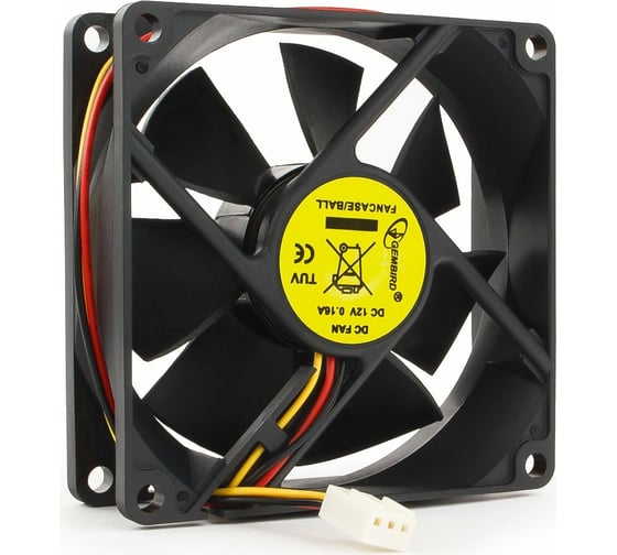 Изображение товара Вентилятор Gembird 80x80x25, подшипник, 3 pin, провод 30 см, FANCASE/BALL