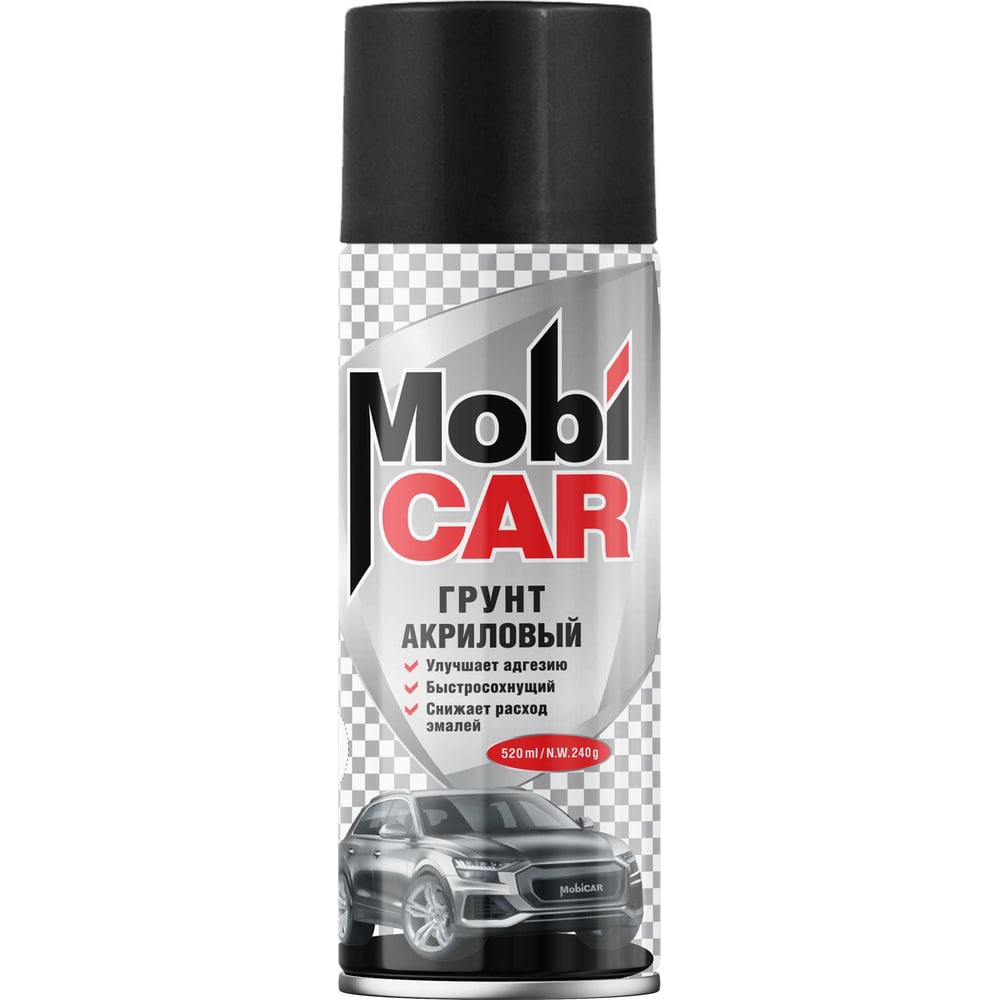 Изображение товара Грунт акриловый аэрозольный Mobicar, 520 мл, черный, 0504-02 MC