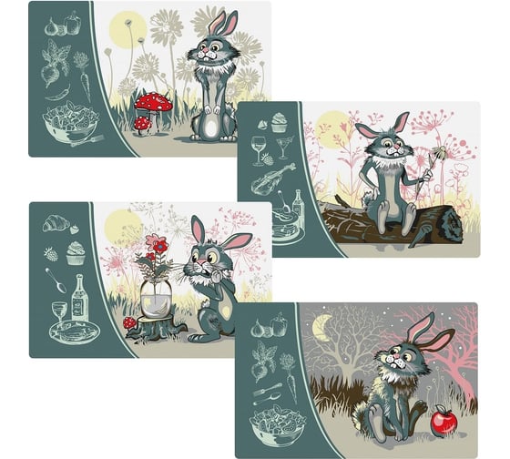 Изображение товара Разделочная доска МУЛЬТИДОМ Веселый кролик размер 29x17 см, 4 дизайна MT88-438