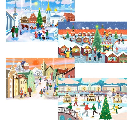 Изображение товара Разделочная доска МУЛЬТИДОМ Зимние города размер 29x17 см, 4 дизайна МТ2-143