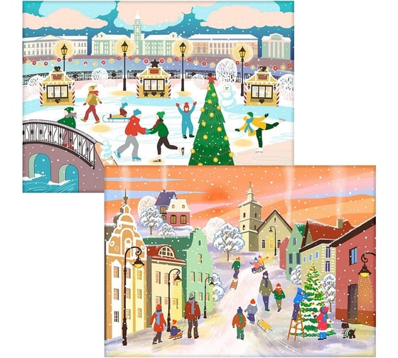 Изображение товара Салфетка МУЛЬТИДОМ Зимние города размер 41x26 см, 2 дизайна МТ2-147