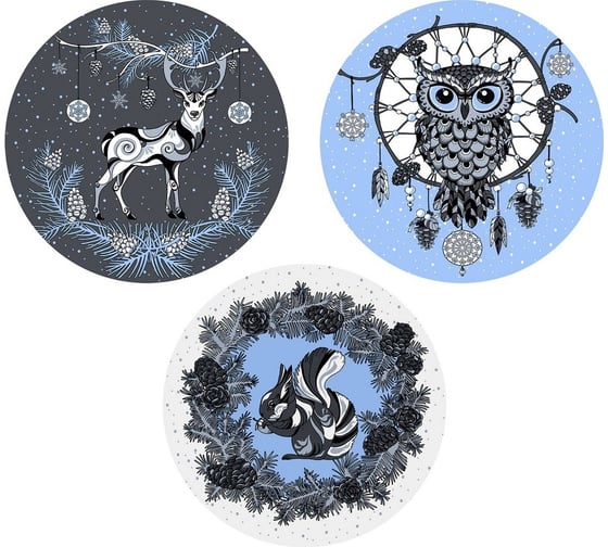 Изображение товара Разделочная доска МУЛЬТИДОМ Скандинавия, круглая, D 20 см, 3 дизайна RG48-59