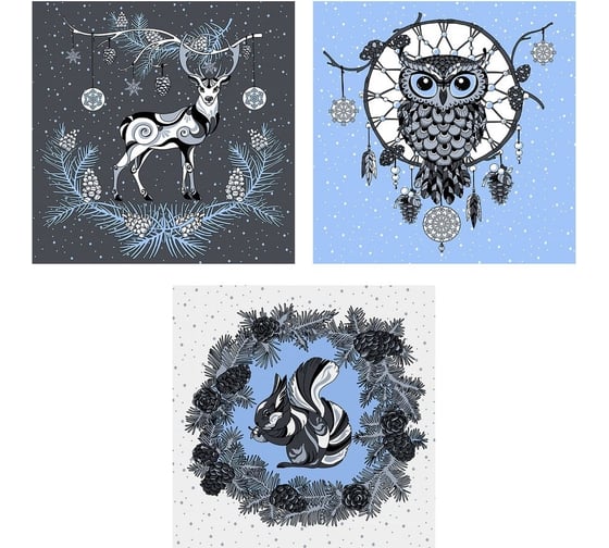 Изображение товара Разделочная доска МУЛЬТИДОМ Скандинавия стекло, 18x18 см, 3 дизайна RG48-12