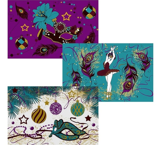 Изображение товара Разделочная доска МУЛЬТИДОМ Карнавал стекло, 18x28 см, 3 дизайна RG48-67