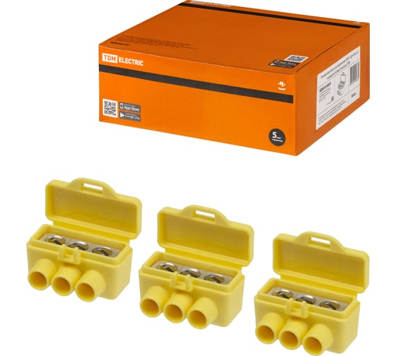 Изображение товара Винтовая изолированная клемма TDM ELECTRIC КВИ-3 для Al и Cu проводов 6 кв. мм, желтая SQ0510-0605