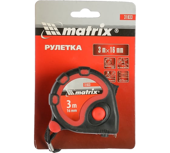 Изображение товара Рулетка 3 м х 16 мм Status 3 fixations MATRIX 31033
