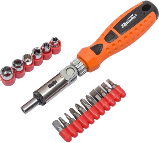 Изображение товара Реверсивная отвертка с шарниром, битами и головками 19 шт SPARTA 115545