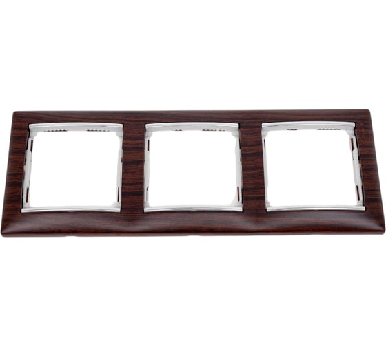 Изображение товара Рамка Legrand 3 поста Valena тёмное дерево/серебряный штрих 696732