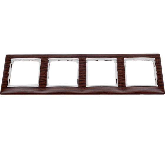Изображение товара Рамка Legrand 4 пост Valena тёмное дерево/серебряный штрих 696733