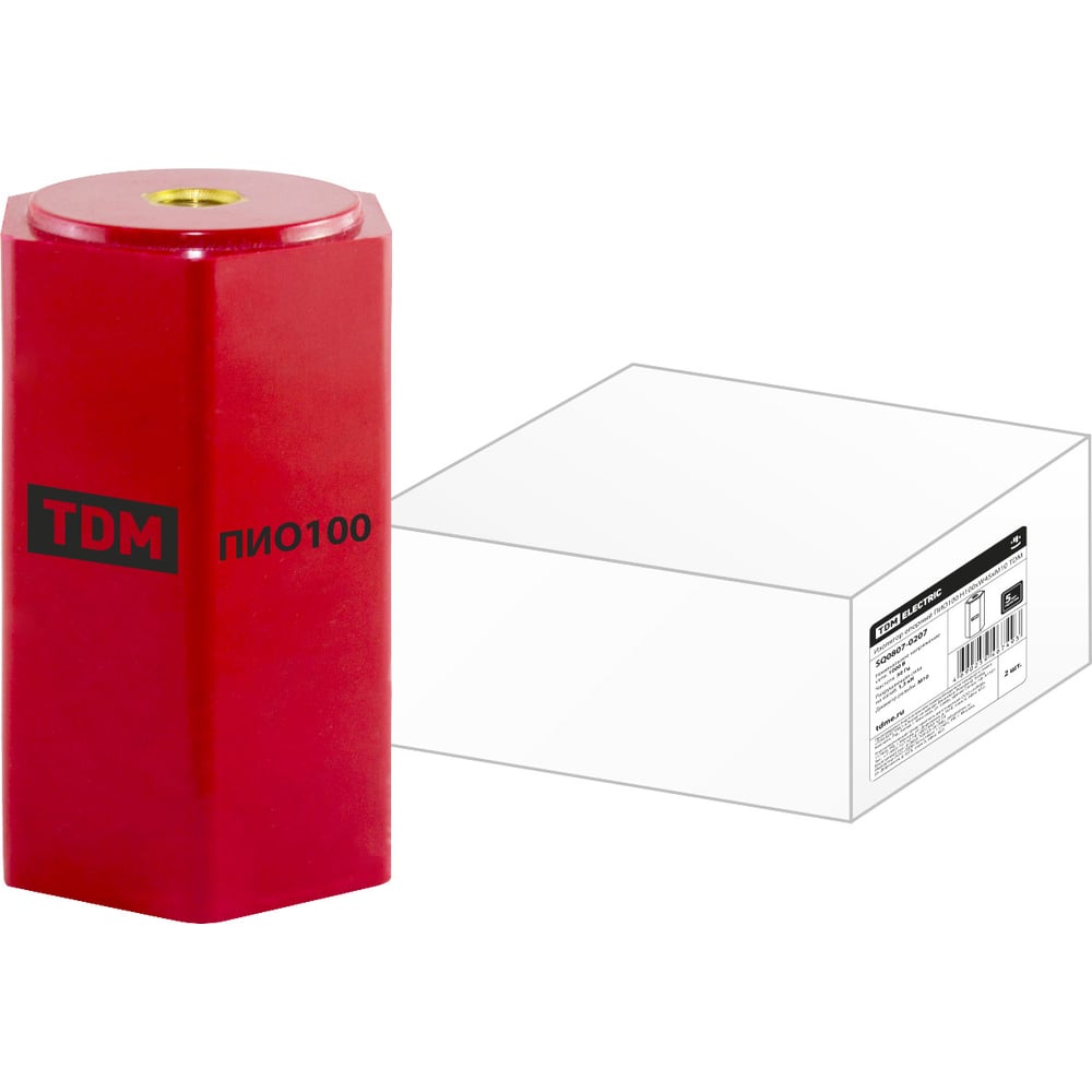 Изображение товара Опорный изолятор TDM ПИО100 SQ0807-0207 для плоских шин, М10, красный