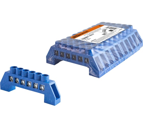 Изображение товара Шина TDM ELECTRIC N нулевая, в изоляторе, 6х9 мм, 6 групп, никелированная SQ0801-0317