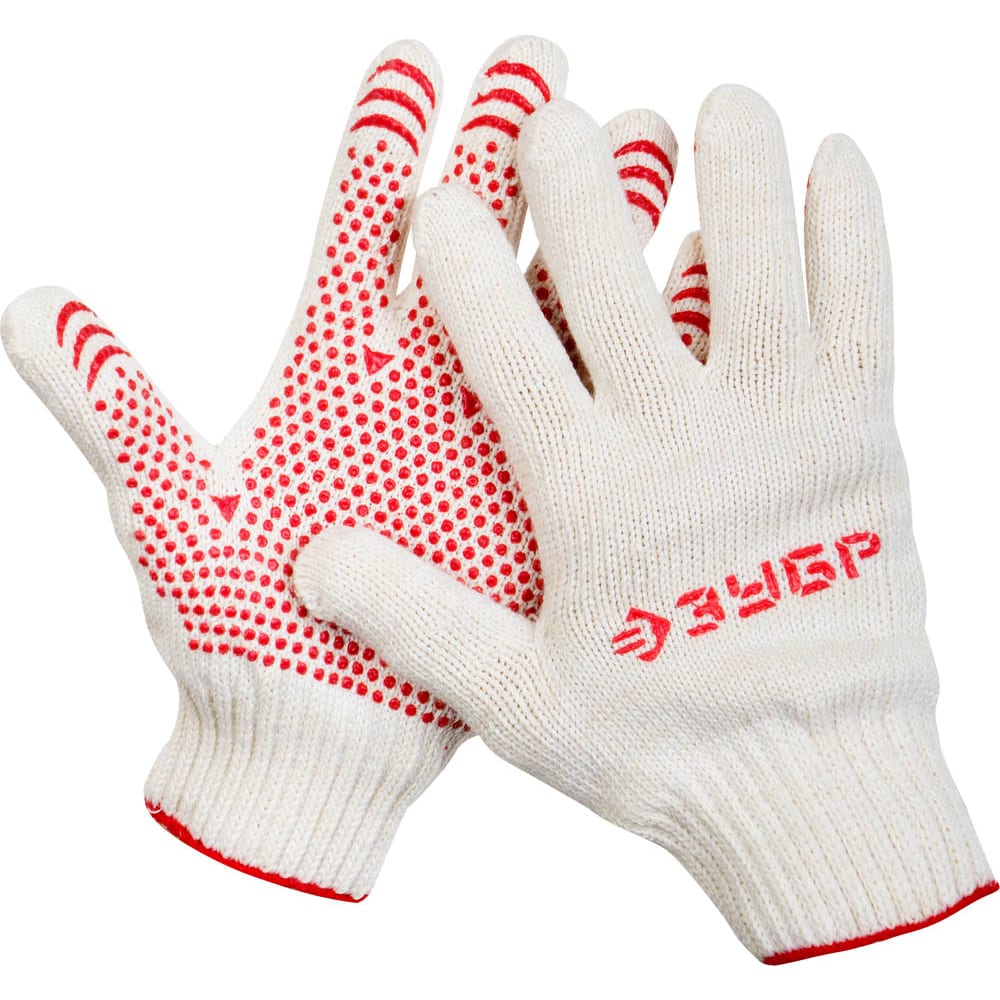 Трикотажные перчатки ЗУБР globber перчатки globber красный ростовка xs