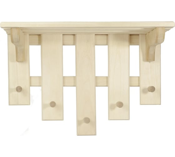 Изображение товара Полка-вешалка Банная линия Треугольник 5-ти рожковая, 50x33x24 см, липа 12-480