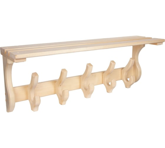 Изображение товара Полка с вешалкой Банная линия 5 двойных крючков, 60x35x25 см 12-521