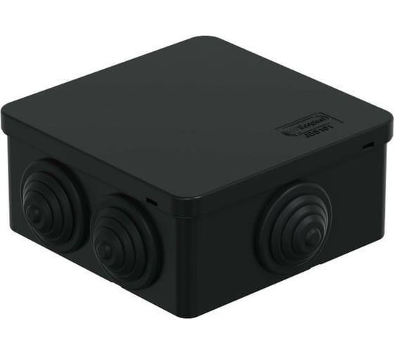 Изображение товара Распределительная коробка Экопласт JBS101 о/п 100x100x55, 6 выходов, IP55 цвет черный 44037BL-1