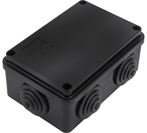 Изображение товара Распределительная коробка Экопласт JBS120 о/п 120x80x50, 6 выходов, IP55 цвет черный 44008BL-1