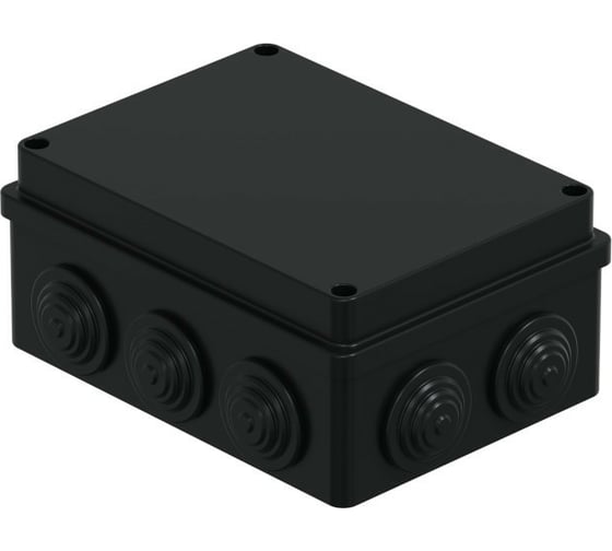 Изображение товара Распределительная коробка Экопласт JBS150 о/п 150x110x70, 10 выходов, IP55 цвет черный 44009BL-1
