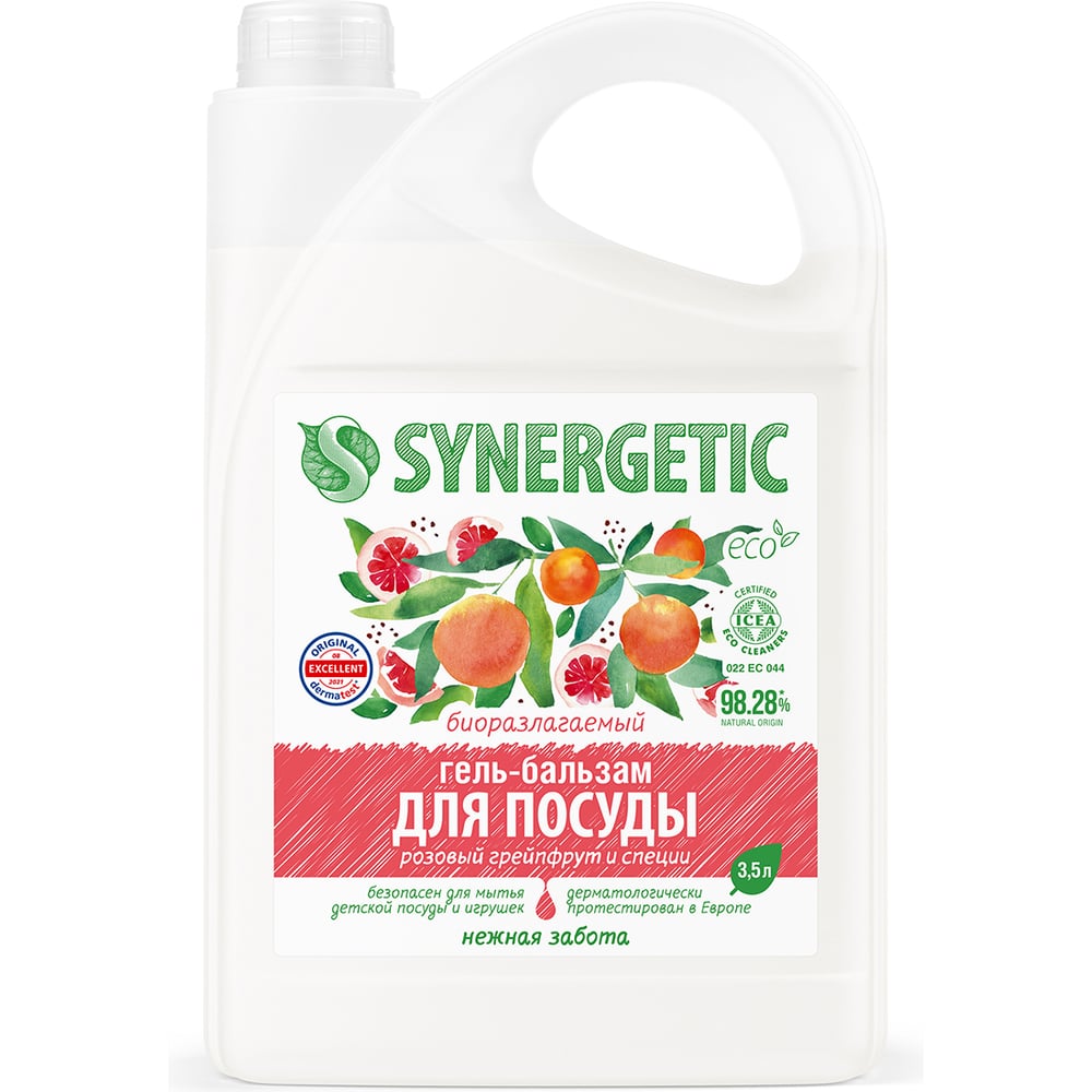 Изображение товара Гель-бальзам для мытья посуды SYNERGETIC Розовый грейпфрут и специи 3.5 л 103352
