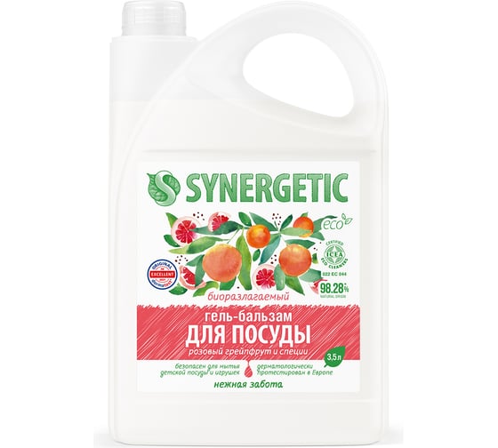 Изображение товара Гель-бальзам для мытья посуды SYNERGETIC Розовый грейпфрут и специи 3.5 л 103352