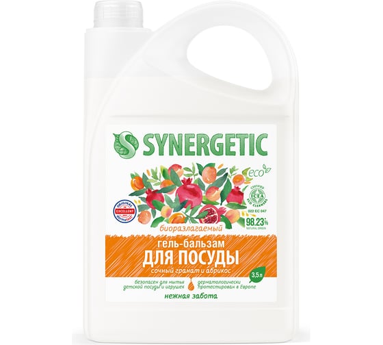Изображение товара Гель-бальзам для мытья посуды SYNERGETIC Сочный гранат и абрикос 3.5 л 103355