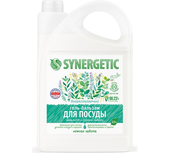 Изображение товара Гель-бальзам для мытья посуды SYNERGETIC Эвкалипт и горный чабрец 3.5 л 103354