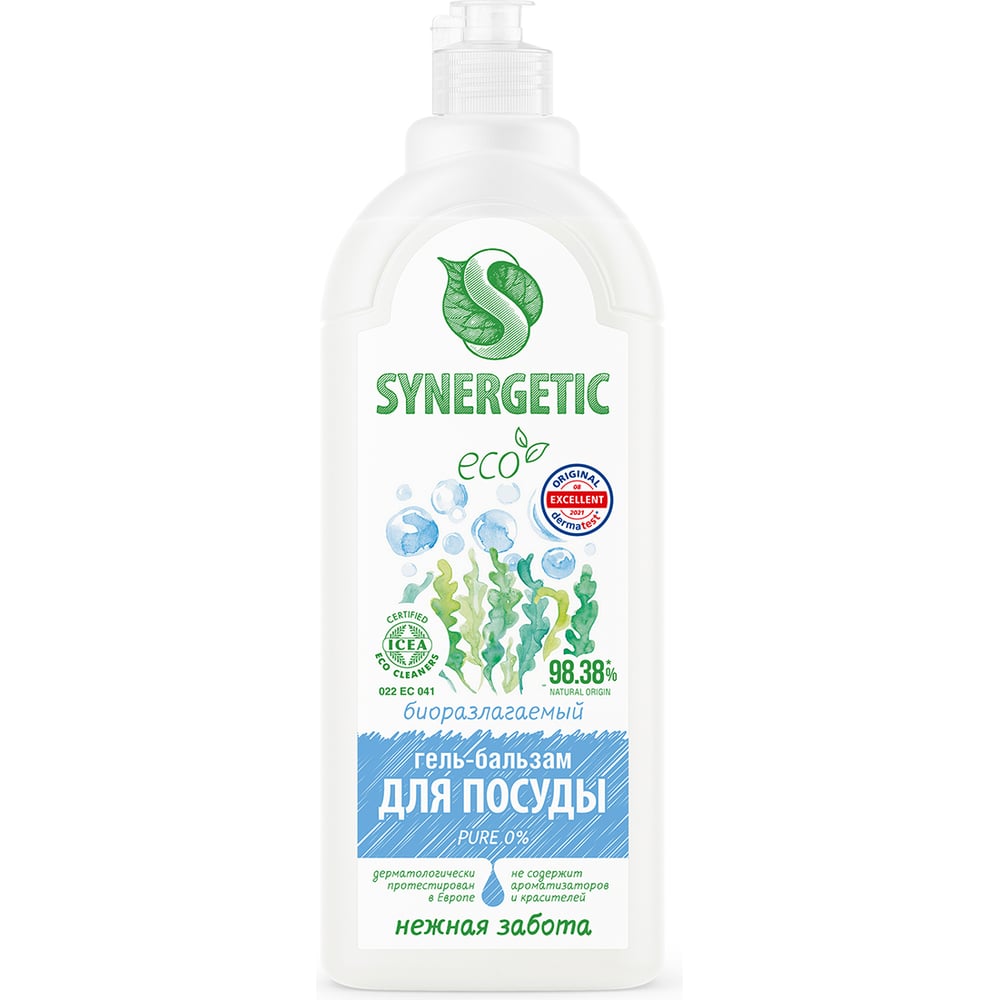 Изображение товара Гель-бальзам для мытья посуды SYNERGETIC Pure 1 л гипоаллергенный нейтральный безопасный