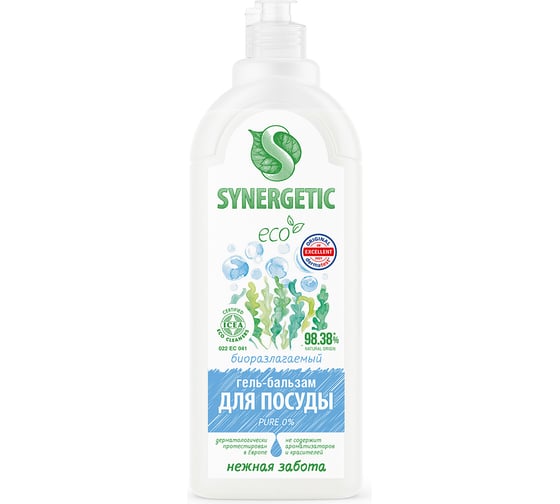 Изображение товара Гель-бальзам для мытья посуды  SYNERGETIC Pure 0 1 л 103115