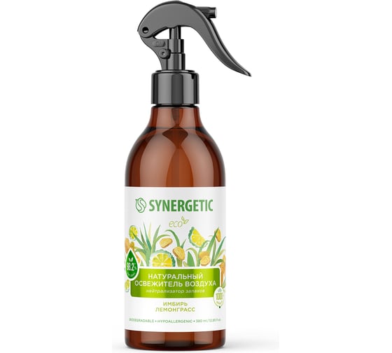 Изображение товара Освежитель воздуха SYNERGETIC Имбирь и лемонграсс 380 мл 900004
