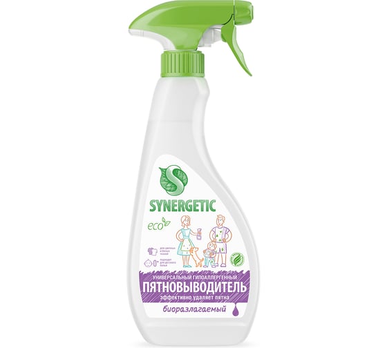 Изображение товара Биоразлагаемый гипоаллергенный пятновыводитель SYNERGETIC для предварительной обработки пятен, 0.5 л 121102