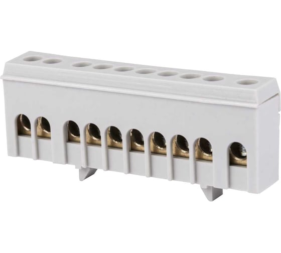 Изображение товара Шина TDM ELECTRIC L фаза, в сером изоляторе, на DIN-рейку, 6x9 мм, 10 групп SQ0801-0211