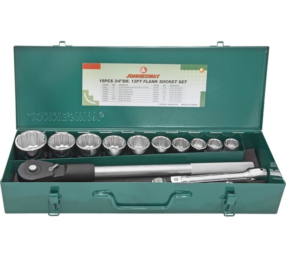 Изображение товара Набор торцевых головок дюймовых Jonnesway S04H6415S 3/4"7/8"-2", 15 пр. 048501