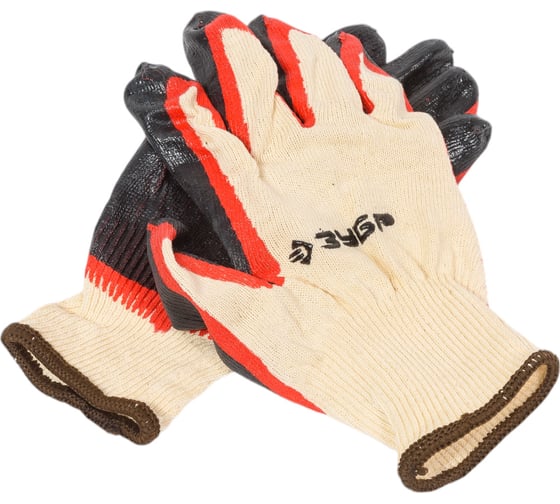 Изображение товара Перчатки трикотажные с двойным латексным обливом (размер L-XL, эластичные, натуральный хлопок) ЗУБР 11459-XL