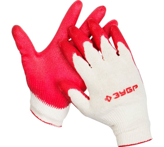 Изображение товара Хлопчатобумажные перчатки с покрытием из латекса ЗУБР Мастер размер L-XL 11458-XL