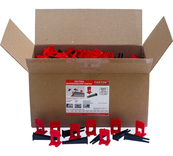 Изображение товара Система выравнивания плитки Микс 600 шт, 1.5 мм Farton 100009