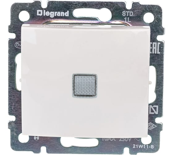 Изображение товара Выключатель Legrand одноклавишный с подсветкой Legrand Valena 10А 250В схема 1L безвинтовые зажимы слоновая кость 695601