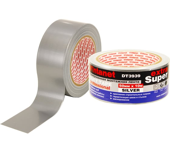 Изображение товара Монтажная армированная лента Vintanet DT3939 ЭКСТРА СУПЕР, серебряная, 50 мм х 10 м DT39395010S