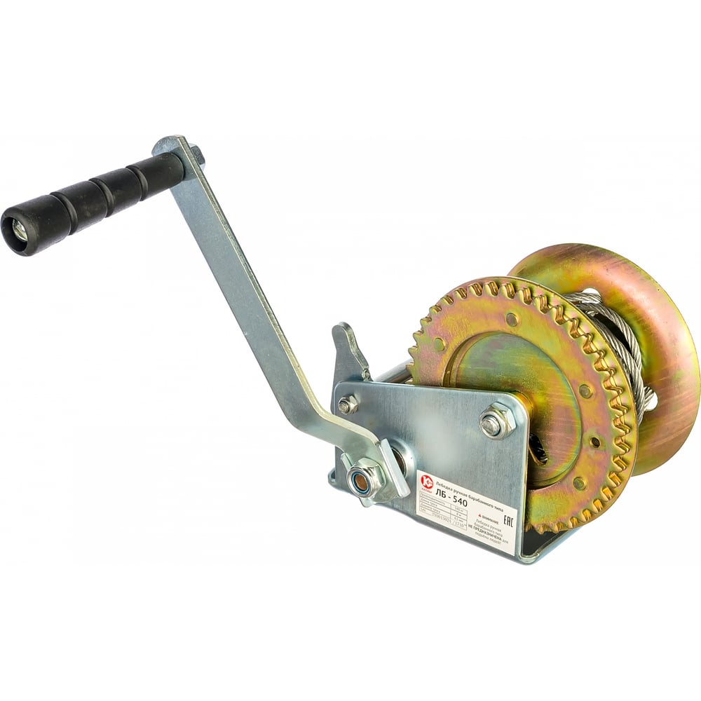 Изображение товара Лебедка барабанная Калибр ЛБ-540 с ручным тормозом и тросом