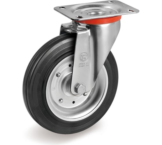 Изображение товара Опора колёсная поворотная 100 мм, чёрная резина, оцинкованная сталь Локри SC42